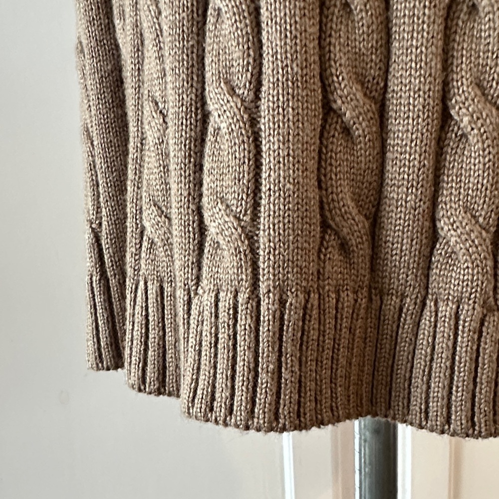 Calvin Klein Cable Knit Shawl Collar Sweater Dress with Brown Buckle Detail - Picture 8 of 8